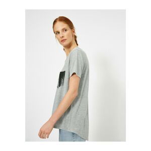 Koton Women's Gray Letter Printed T-shirt