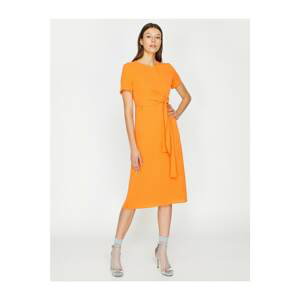 Koton Woman's Orange Waist Bagged Dress