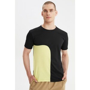 Trendyol Black Men's Regular Fit Crew Neck Color-Blocked T-Shirt