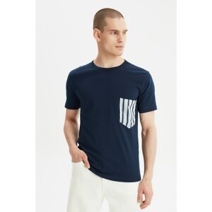 Trendyol Navy Blue Men's Regular Fit Crew Neck Short Sleeve T-Shirt with Pocket