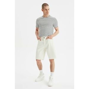Trendyol White Men's Regular Cut-Hem Denim Shorts & Bermuda