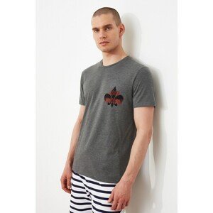 Trendyol Anthracite Men's Slim Fit Crew Neck Short Sleeve Printed T-Shirt