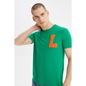 Trendyol Emerald Green Men's Regular Fit Short Sleeve Letter Embroidered T-Shirt