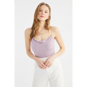 Trendyol Lilac Degaje Collar Snap Fastener Knitted Body