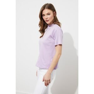 Trendyol Lilac 100% Organic Cotton Top Collar Knitted T-Shirt