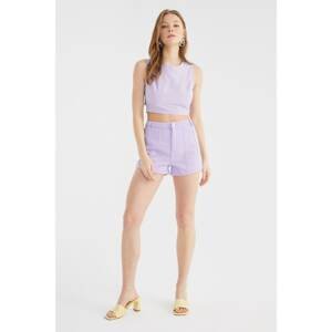 Trendyol Lilac Stitch Detailed Denim Shorts