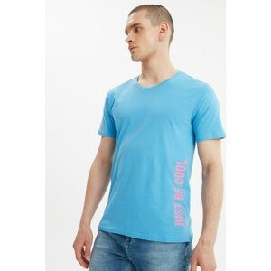 Trendyol Blue Men's Regular Fit Crew Neck Short Sleeve Printed T-Shirt