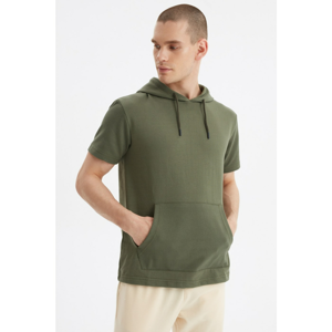 Trendyol Khaki Men's Regular Fit Hooded Short Sleeve Printed T-Shirt