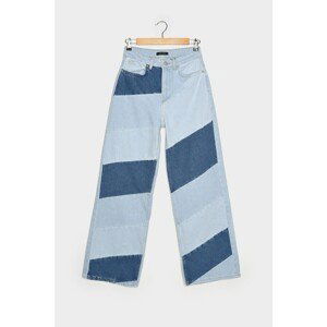 Trendyol Blue Color Blocked High Waist Wide Leg Jeans