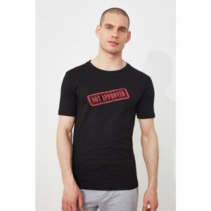 Trendyol Black Men's Slim Fit Crew Neck Short Sleeve Printed T-Shirt