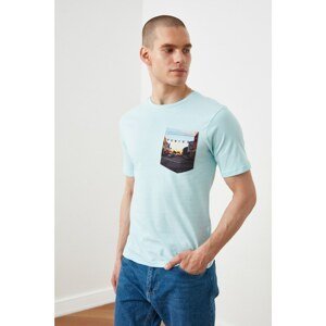 Trendyol Light Blue Men's Slim Fit Crew Neck Short Sleeve T-Shirt with Pocket