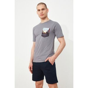 Trendyol Gray Men's Slim Fit Crew Neck Short Sleeve T-Shirt with Pocket
