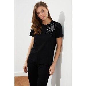 Trendyol Black Printed Knitted T-Shirt