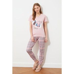 Trendyol Powder Printed Knitted Pajamas Set