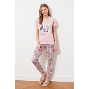 Trendyol Powder Printed Knitted Pajamas Set