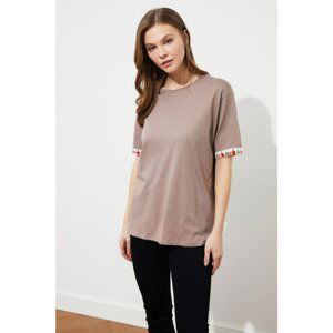 Trendyol Mink Tassel Detailed Boyfriend Knitted T-Shirt