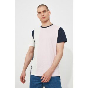 Trendyol Pink Men's Regular Fit Short Sleeve Color-Blocked T-Shirt