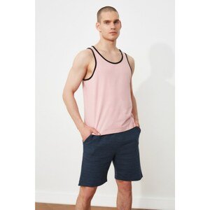 Trendyol Pink Men's Regular Fit Crew Neck Contrast Piping Zero Sleeved Undershirt