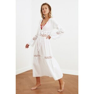 Trendyol White Brode Detailed Beach Dress