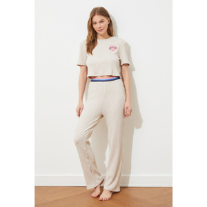 Trendyol Ecru Camisole Knitted Pajamas Set