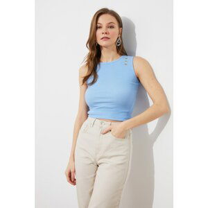 Trendyol Light Blue Eyelet Detailed Knitted Blouse