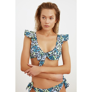 Trendyol Colorful Leopard Pattern Lace Detailed Bikini Top