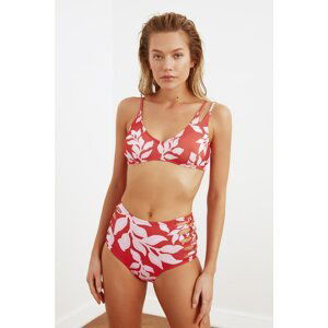 Trendyol Colorful Leaf Pattern Bandeau Bikini Top