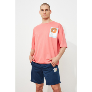 Trendyol Dried Rose Men's Oversize Basic Short Sleeve T-Shirt