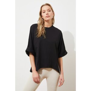 Trendyol Black Asymmetric Knitted T-Shirt