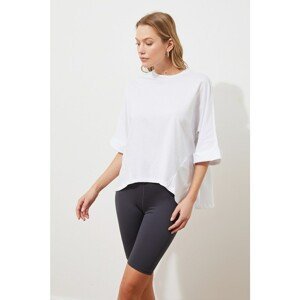Trendyol White Asymmetric Knitted T-Shirt