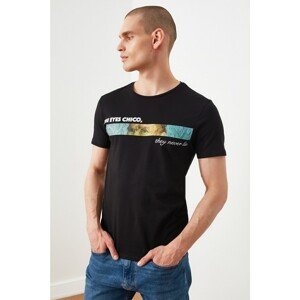 Trendyol Black Men's Slim Fit Licensed Scala Group Printed Short Sleeve T-Shirt