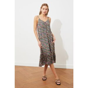 Trendyol Multicolored Patterned Strappy Buttoned Dress