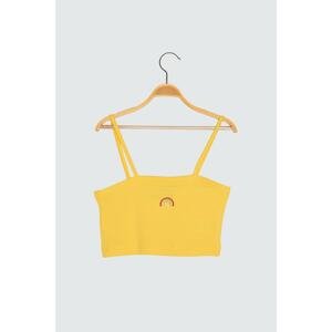 Trendyol Yellow Embroidered Crop Knitted Blouse
