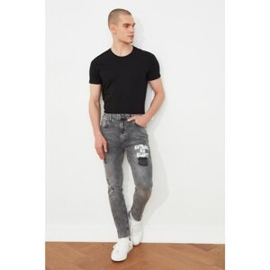 Trendyol Anthracite Men Ripped Detailed Printed Normal Waist Slim Fit Jeans