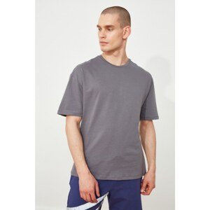 Trendyol Anthracite Men's Wide Fit Short Sleeve Printed T-Shirt
