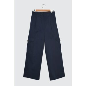Trendyol Navy Blue Pocket Detailed Wide Leg Trousers