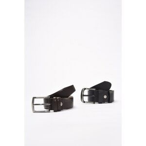 Trendyol Black-Brown Men's 2-Piece Faux Leather Belt