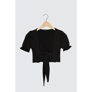 Trendyol Black Tie Detailed Knitted Blouse