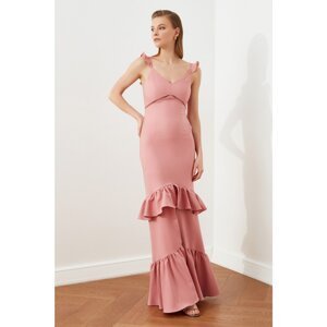 Trendyol Dried Rose Ruffle Evening Dress & Graduation Gown