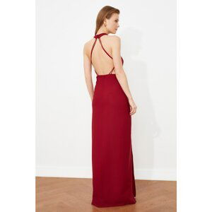 Trendyol Burgundy Neck Detailed Evening Dress & Graduation Gown