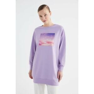 Trendyol Lilac Printed Knitted Sweatshirt
