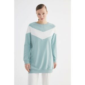 Trendyol Mint Crew Neck Paneled Knitted Sweatshirt
