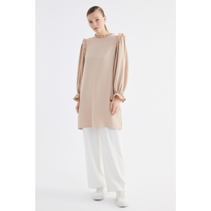 Trendyol Beige Sleeve Detailed Tunic Dress