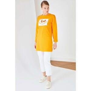 Trendyol Orange Printed 100% Cotton Knitted Hijab Tunic