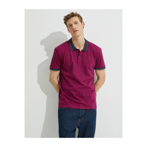Koton Men's Pink Polo Neck Tshirt Patterned Cotton Short Sleeve T-Shirt