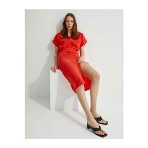 Koton Women's Red Midi Slit Skirt