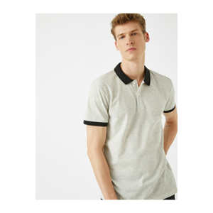 Koton Men's Gray Polo Neck Cotton Short Sleeve T-Shirt