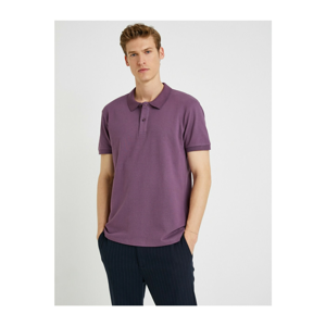 Koton Men's Purple Polo Neck Short Sleeve Basic Cotton T-Shirt