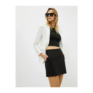 Koton Women's Black Mini Waist Elastic Pocketed Cotton Skirt
