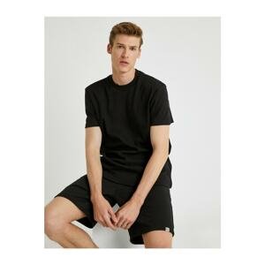 Koton Men's Black Regular Fit Cotton Short Sleeve T-Shirt